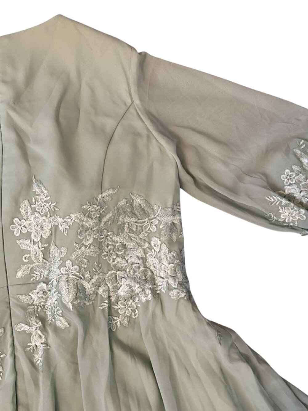 NWT Cicinia Long Sleeves Ankle Length Chiffon Mother Of The Bride Dusty Sage - Picture 12 of 13